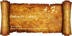 Ambach Fanni névjegykártya